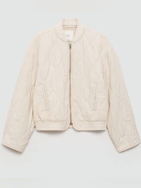 Mango Quilted Jacket in Soft Beige
